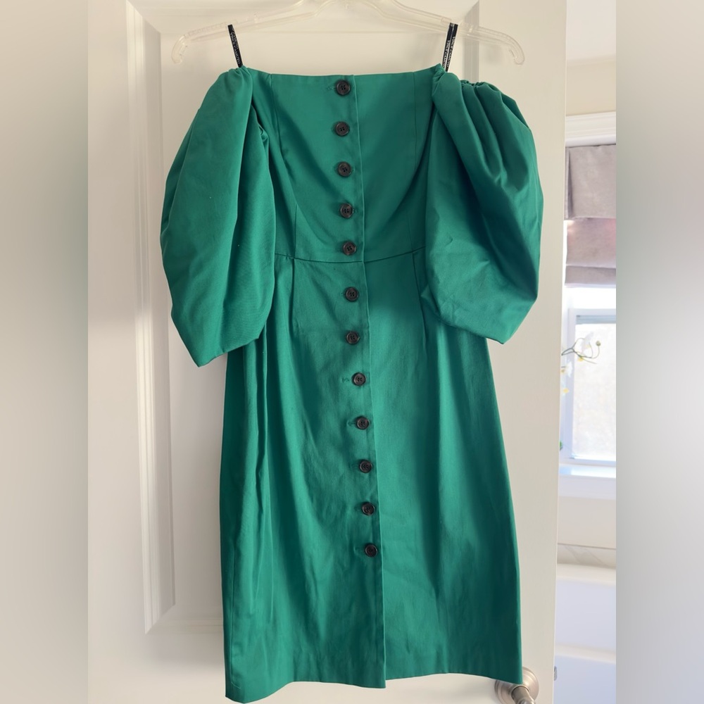 Vince Camuto Strapless Green Dress with Button Detail - Picture 3 of 3